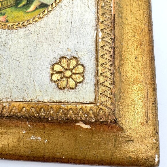 Vintage Florentine Giltwood Plaque Scene Artwork Handmade In Italy - Picture 11 of 12